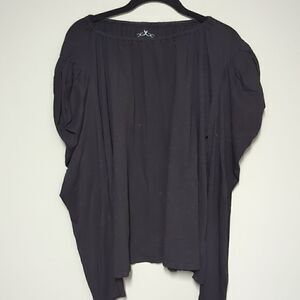 Velvet Black Puff Sleeve Long Sleeve Blouse
